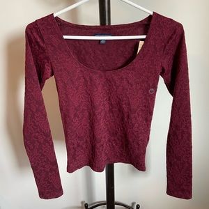 NWT American Eagle Lace Maroon Long Sleeve Shirt